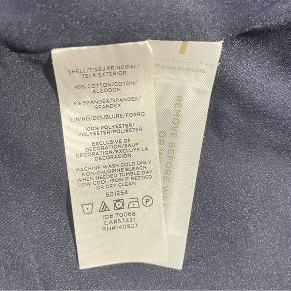 LOFT Blue/ Gray Herringbone Blazer with Navy Elbow Patches Size 6 - Picture 8 of 10